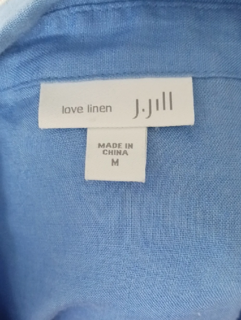 J. Jill Linen Shirt Long Sleeve Button Front With Collar Vneck Blue Sz M - Picture 7 of 9